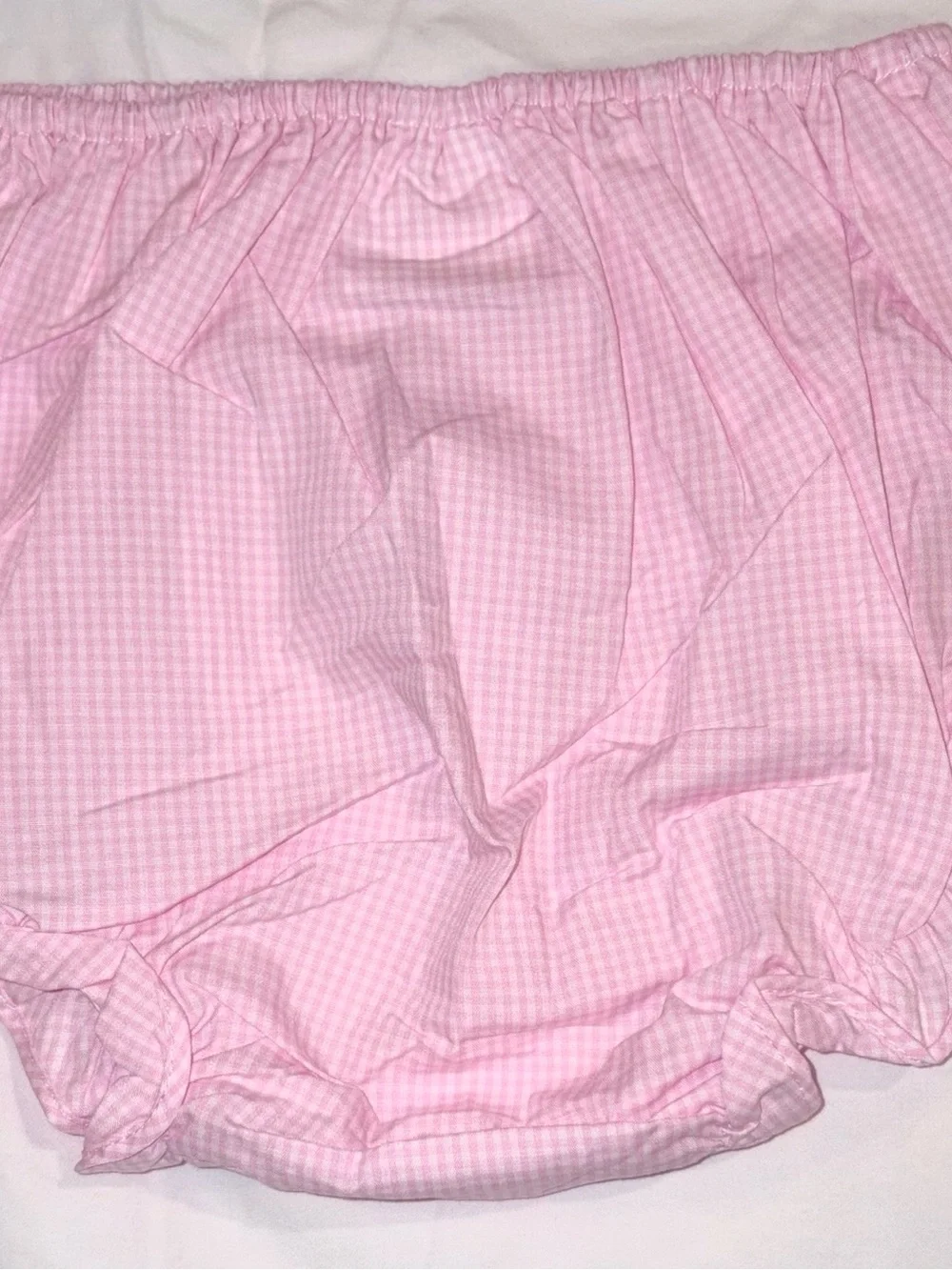 Stitchy Fish smocked pink gingham diaper set w/side bows 18 months NWT